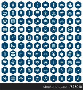 100 mill icons set in sapphirine hexagon isolated vector illustration. 100 mill icons sapphirine violet