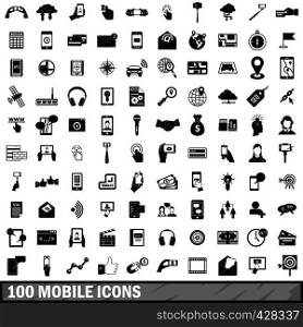 100 mobile icons set in simple style for any design vector illustration. 100 mobile icons set, simple style