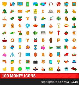100 money icons set in cartoon style for any design vector illustration. 100 money icons set, cartoon style