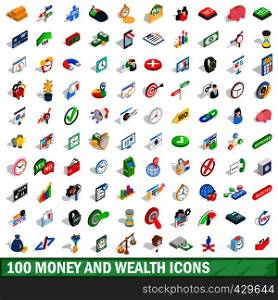 100 money wealth icons set in isometric 3d style for any design vector illustration. 100 money wealth icons set, isometric 3d style