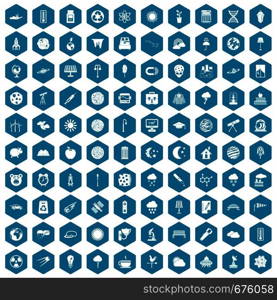 100 moon icons set in sapphirine hexagon isolated vector illustration. 100 moon icons sapphirine violet