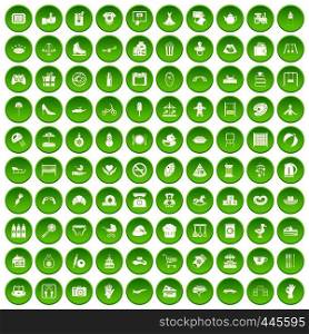 100 mother and child icons set green circle isolated on white background vector illustration. 100 mother and child icons set green circle