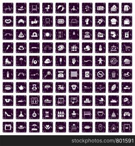 100 mother and child icons set in grunge style purple color isolated on white background vector illustration. 100 mother and child icons set grunge purple