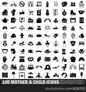 100 mother and child icons set in simple style for any design vector illustration. 100 mother and child icons set, simple style