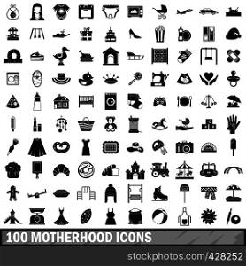 100 motherhood icons set in simple style for any design vector illustration. 100 motherhood icons set, simple style