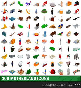 100 motherland icons set in isometric 3d style for any design vector illustration. 100 motherland icons set, isometric 3d style