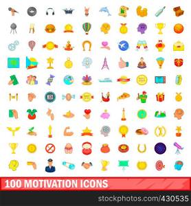 100 motivation icons set in cartoon style for any design vector illustration. 100 motivation icons set, cartoon style