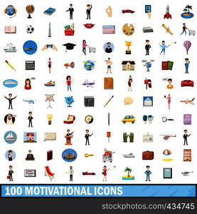 100 motivational icons set in cartoon style for any design vector illustration. 100 motivational icons set, cartoon style