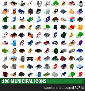 100 municipal icons set in isometric 3d style for any design vector illustration. 100 municipal icons set, isometric 3d style