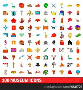 100 museum icons set in cartoon style for any design illustration. 100 museum icons set, cartoon style