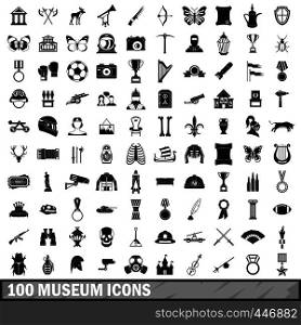 100 museum icons set in simple style for any design vector illustration. 100 museum icons set, simple style