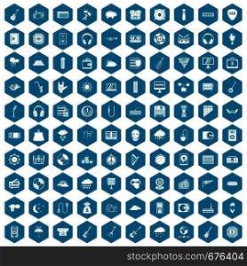 100 music festival icons set in sapphirine hexagon isolated vector illustration. 100 music festival icons sapphirine violet