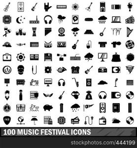 100 music festival icons set in simple style for any design vector illustration. 100 music festival icons set, simple style