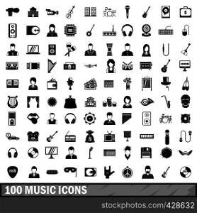 100 music icons set in simple style for any design vector illustration. 100 music icons set, simple style