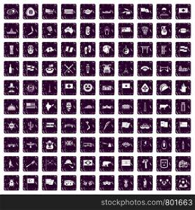 100 national flag icons set in grunge style purple color isolated on white background vector illustration. 100 national flag icons set grunge purple
