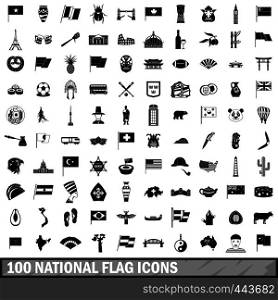 100 national flag icons set in simple style for any design vector illustration. 100 national flag icons set, simple style