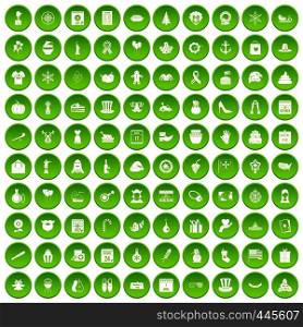 100 national holiday icons set green circle isolated on white background vector illustration. 100 national holiday icons set green circle