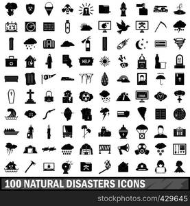 100 natural disasters icons set in simple style for any design vector illustration. 100 natural disasters icons set, simple style