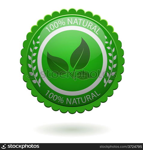 100% natural green label isolated on white. EPS10 file.