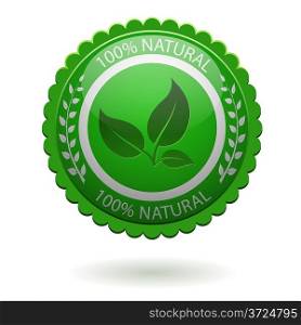 100% natural green label isolated on white. EPS10 file.