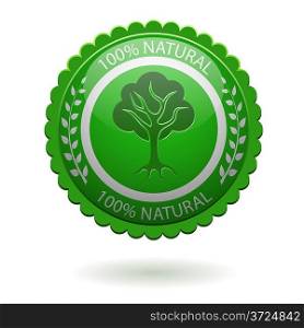 100% natural green label isolated on white. EPS10 file.