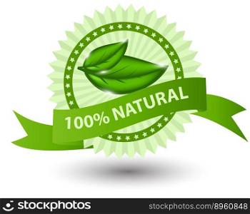100 natural green label isolated on white vector image
