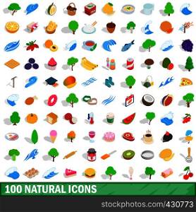 100 natural icons set in isometric 3d style for any design vector illustration. 100 natural icons set, isometric 3d style