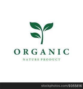 100  natural organic logo with leaf concept.Logo for natural products, ecology, beauty, biology and agriculture.