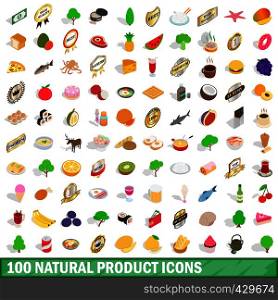 100 natural product icons set in isometric 3d style for any design vector illustration. 100 natural product icons set, isometric 3d style