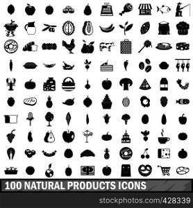 100 natural products icons set in simple style for any design vector illustration. 100 natural products icons set, simple style