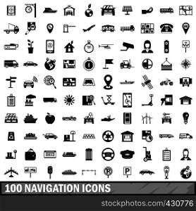 100 navigation icons set in simple style for any design vector illustration. 100 navigation icons set, simple style