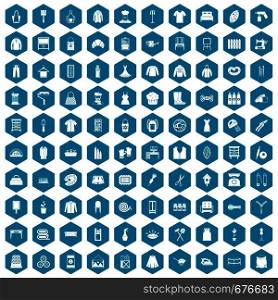 100 needlework icons set in sapphirine hexagon isolated vector illustration. 100 needlework icons sapphirine violet