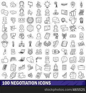 100 negotiation icons set in outline style for any design vector illustration. 100 negotiation icons set, outline style