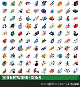 100 network icons set in isometric 3d style for any design vector illustration. 100 network icons set, isometric 3d style