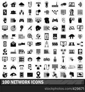 100 network icons set in simple style for any design vector illustration. 100 network icons set, simple style