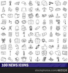 100 news icons set in outline style for any design vector illustration. 100 news icons set, outline style