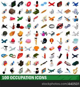 100 occupation icons set in isometric 3d style for any design vector illustration. 100 occupation icons set, isometric 3d style