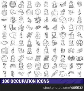 100 occupation icons set in outline style for any design vector illustration. 100 occupation icons set, outline style