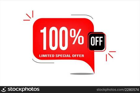 100% off limited offer. White and red banner with clearance details