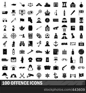 100 offence icons set in simple style for any design vector illustration. 100 offence icons set, simple style