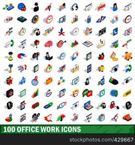 100 office work icons set in isometric 3d style for any design vector illustration. 100 office work icons set, isometric 3d style