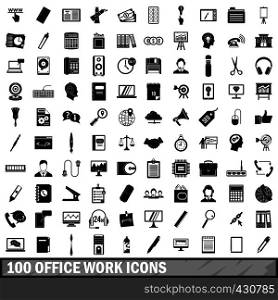 100 office work icons set in simple style for any design vector illustration. 100 office work icons set, simple style