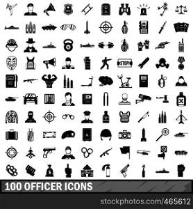 100 officer icons set in simple style for any design vector illustration. 100 officer icons set, simple style