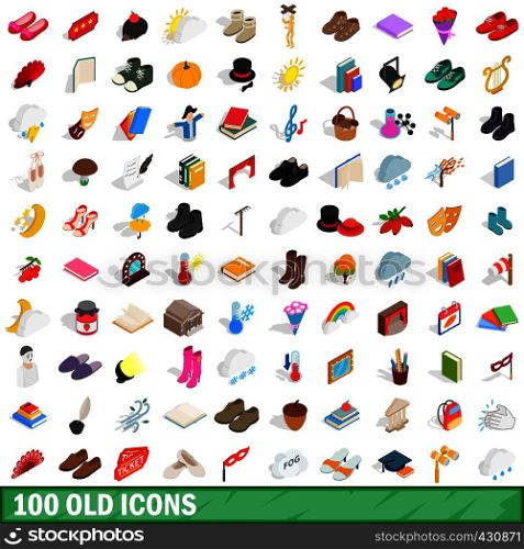 100 old icons set in isometric 3d style for any design vector illustration. 100 old icons set, isometric 3d style