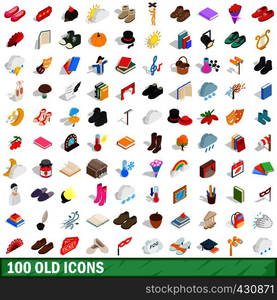 100 old icons set in isometric 3d style for any design vector illustration. 100 old icons set, isometric 3d style