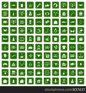 100 online shopping icons set in grunge style green color isolated on white background vector illustration. 100 online shopping icons set grunge green