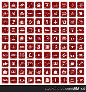 100 online shopping icons set in grunge style red color isolated on white background vector illustration. 100 online shopping icons set grunge red