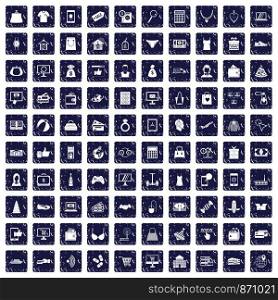 100 online shopping icons set in grunge style sapphire color isolated on white background vector illustration. 100 online shopping icons set grunge sapphire
