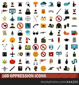 100 oppression icons set in flat style for any design vector illustration. 100 oppression icons set, flat style