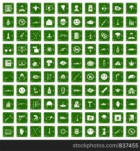 100 oppression icons set in grunge style green color isolated on white background vector illustration. 100 oppression icons set grunge green